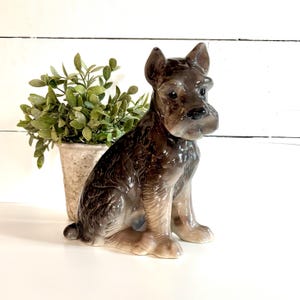 Large Gray Ceramic Schnauzer Dog Figurine, Vintage Dog Lover Gift, Home Decor