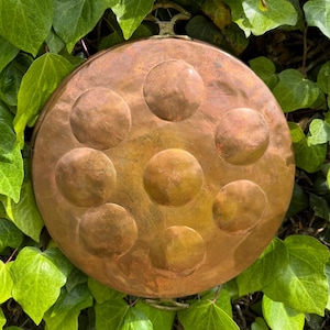 Antique French Copper Escargot Pan: Brass Handles, Farmhouse Kitchen Decor