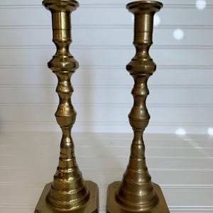 Vintage Brass Beehive Style Candlestick Holder Pair – 10” Tall