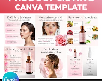 Beauty Product Listing Template: Canva Editable, Amazon & Shopify Optimized (PDF Download)