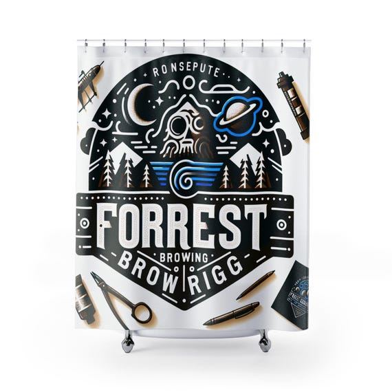 FBR Mountain Adventure Shower Curtain - Forest Theme for Nature Lovers, Camping Decor, Rustic Bathroom, Outdoor Shower Curtain