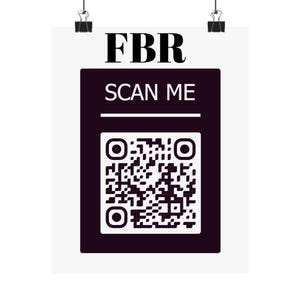 FBR Stylish QR Code Poster for Home Decor, Modern Wall Art, Digital Business Card Display, Gift for Tech Lovers, Personalized Decor
