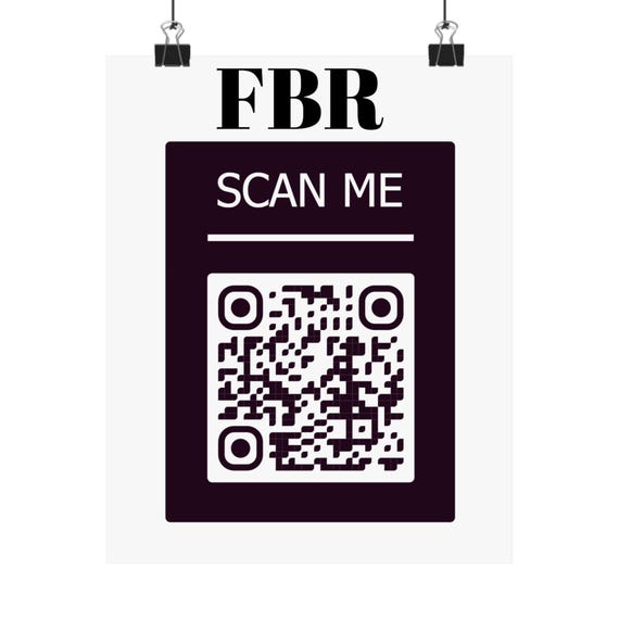 FBR Stylish QR Code Poster for Home Decor, Modern Wall Art, Digital Business Card Display, Gift for Tech Lovers, Personalized Decor