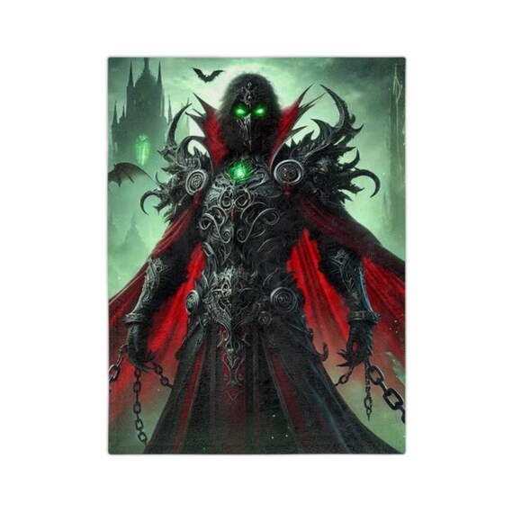 Gothic Hero Velveteen Blanket, Cozy Throw for Halloween, Fantasy Decor, Gift for Gamers, Dark Art Blanket, Soft Microfiber Blanket