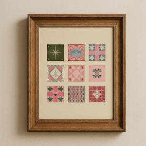 Stampa di arte popolare stravagante, arazzo patchwork da parete, arredamento cottagecore scandinavo {DOWNLOAD DIGITALE}