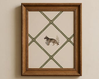 Impresión de acuarela de pastor alemán, arte de pared para habitación infantil estilo cottagecore, decoración moderna de mascotas de mediados de siglo, arte para habitación infantil canina, obra de arte digital descargable