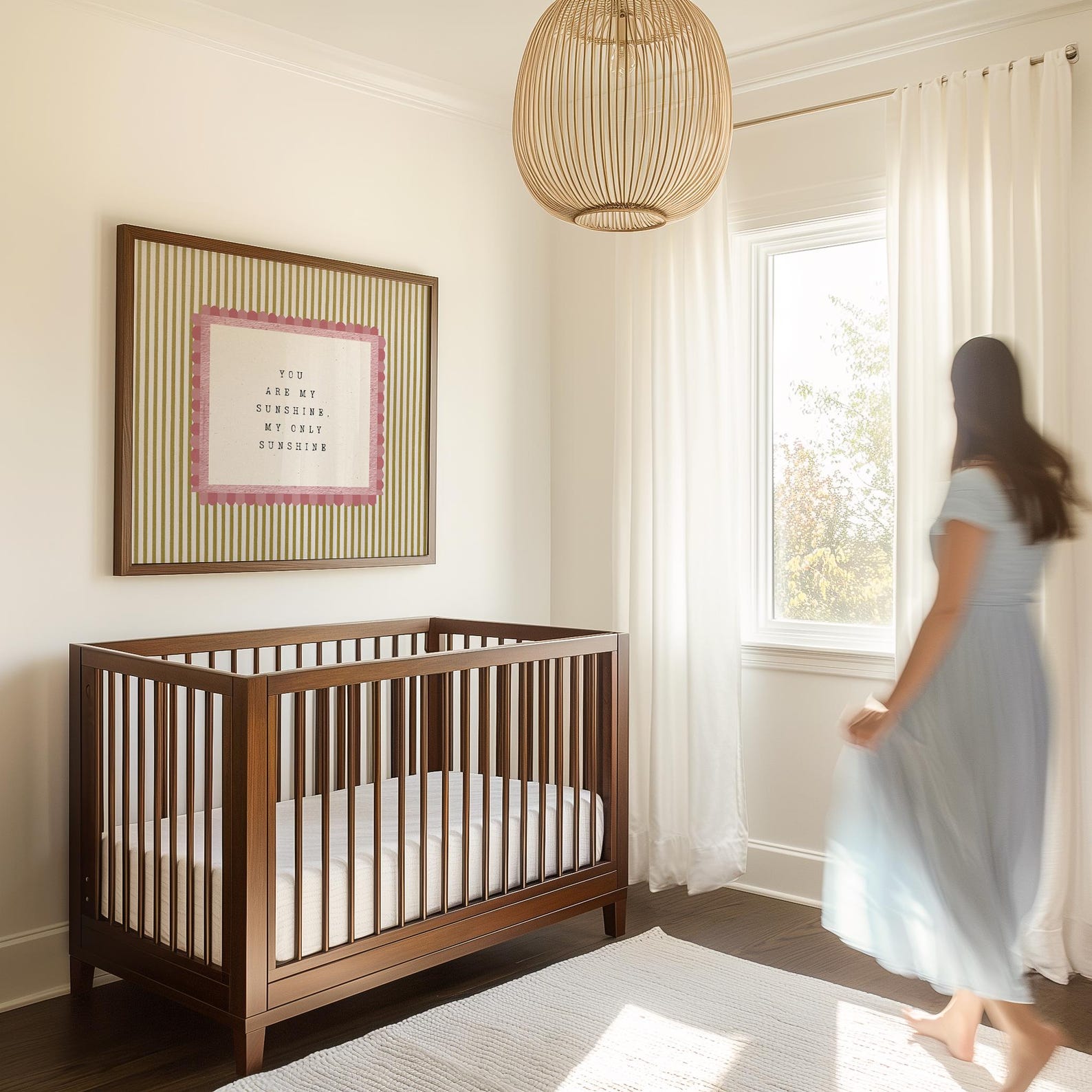 You Are My Sunshine Nursery Wall Art, Neutral Striped Girls Room Decor ...