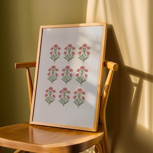 Printable floral art in pink and green tones with a southern botanical design. This digital download brings chinoiserie charm to girls rooms, nurseries, or coastal grandma interiors. Styled with a grandmillennial aesthetic, this vintage floral wall print features hand-painted blossoms and leafy stems, making it ideal for cottagecore nursery decor or preppy floral gallery walls. A versatile art download for timeless botanical home styling.
