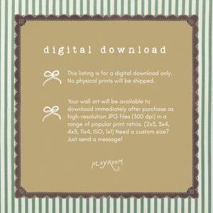 Puede incluir: Impresi&oacute;n art&iacute;stica de descarga digital con texto sobre un fondo beige, enmarcada con un borde decorativo. El texto dice "descarga digital" y detalla los archivos digitales.