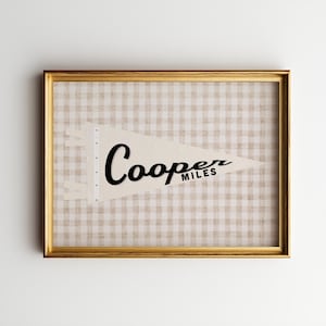 Personalized Baby Name Sign | Custom Nursery Name Wall Art | Pennant Name Flag, Digital Download | Neutral Vintage Nursery Decor