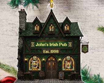 Personalized Irish Pub Acrylic Ornament, Custom Home Bar Decor