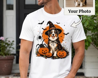 Australian Shepherd Halloween PNG, Cute Witch Dog With Pumpkin Design, Spooky Fall Puppy Clipart, Halloween Dog Graphic, Digital Download