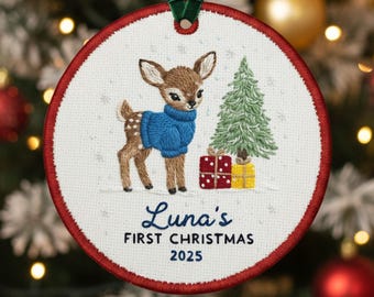 Personalized Baby's First Christmas Embroidered Ornament Keepsake, Baby First Christmas, Ornaments Baby First, New Baby Ornament