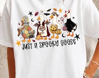 Just A Spooky Goose PNG, Cute Halloween Goose Sublimation Design, Ghost Pumpkin Clipart, Fall Shirt PNG, Preppy Graphic, Digital Download