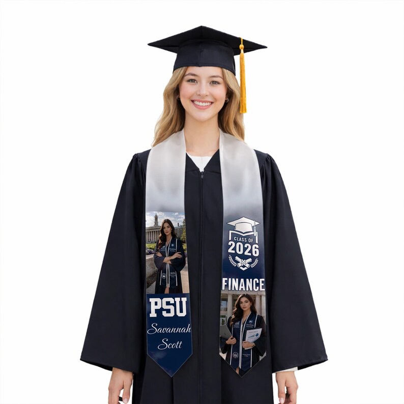 Psu Masters Graduation Robe Custom Photo Graduation Sash With Name Major and Class of 2026 ...