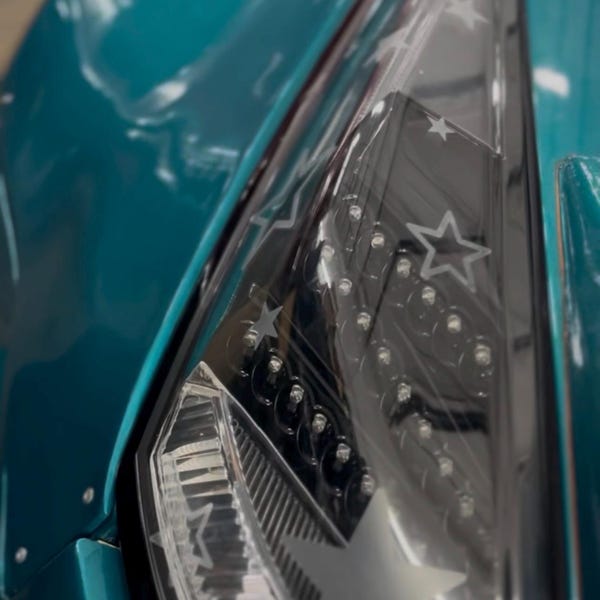 Décalcomanie en vinyle gravé à l'eau-forte de phare de voiture étoile givrée