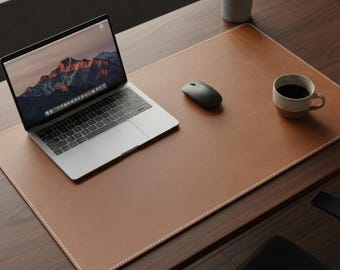 Full Grain Leather Desk Mat, Large Mousepad, Executive Office Decor