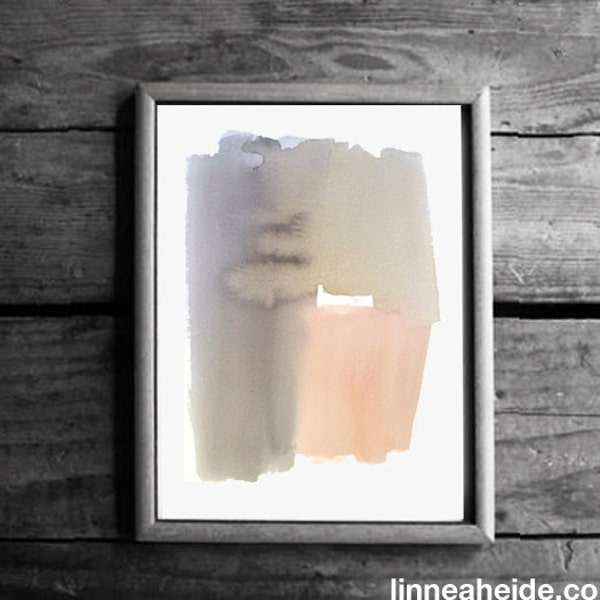 Abstract Watercolor Painting - original contemporary fine art - ombre gradient - orange grey black - gratitude - fall autumn