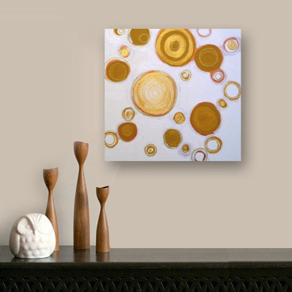 PENNiES FROM HEAVEN original abstract modern painting - gallery fine art - contemporary interior design - ooak home wall decor - gold
