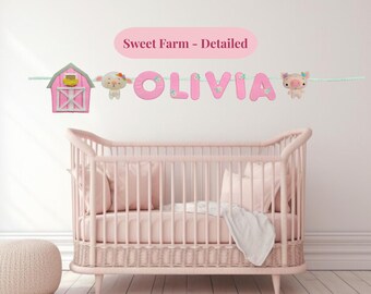 Personalized Felt Farm Name Garland –  Detailed Girl Nursery Decor