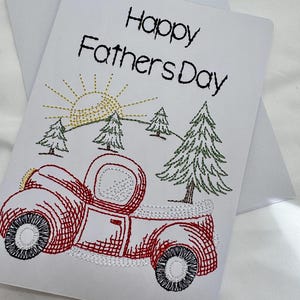 Carte de mariage faite main/Motif brodé/Carte de voeux cousue/Cadeau unique/Carte pour une occasion spéciale/Carte pour la fête des pères
