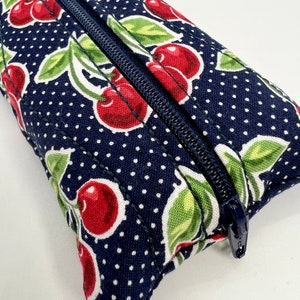 Cherries Zippered Tissue Holder/Toiletry Bag/Travel Tissue Holder/Tissue Case/Tissue Pouch/Pocket Size Tissue Case/Tampon Pouch/Stocking