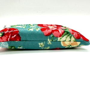 Teal Flowers Zippered Tissue Holder/Toiletry Bag/Travel Tissue Holder/Tissue Case/Tissue Pouch/Pocket Size Tissue Case/Tampon Pouch/Stocking image 2