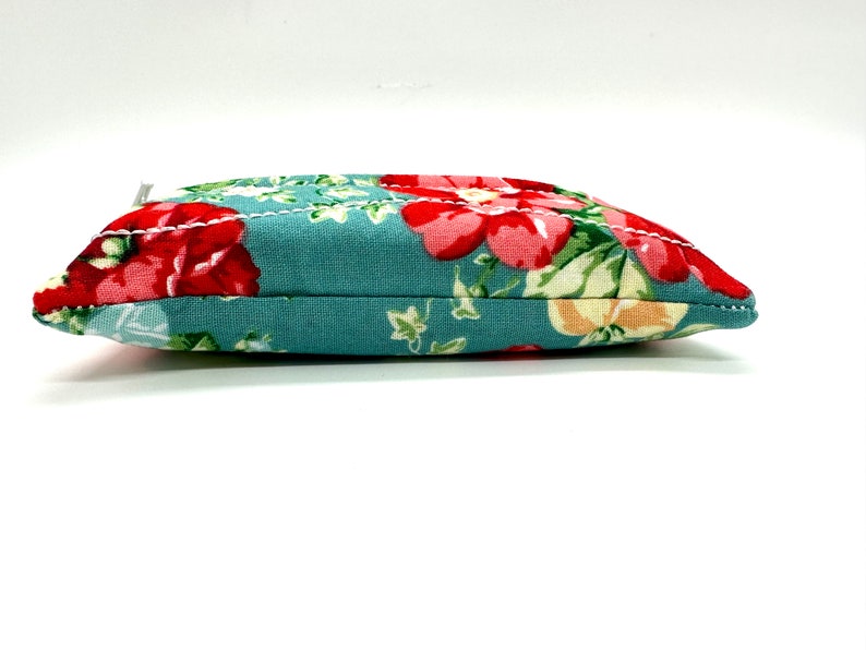 Teal Flowers Zippered Tissue Holder/Toiletry Bag/Travel Tissue Holder/Tissue Case/Tissue Pouch/Pocket Size Tissue Case/Tampon Pouch/Stocking image 2