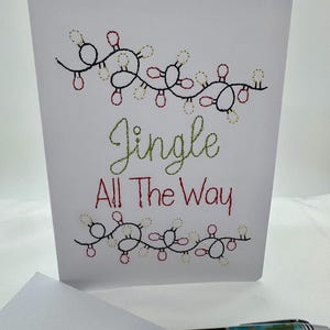 Carte de Noël faite main/Motif brodé/Carte de voeux cousue/Cadeau unique/Carte pour une occasion spéciale/Jingle jusqu'au bout