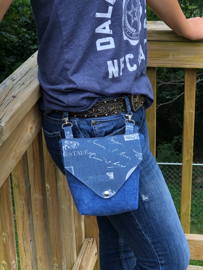 Denim Writing Hip Purse/belt Loop Purse/hands Free Purse/fanny Etsy
