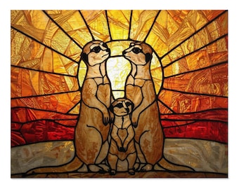 Guardians of Light - The Stained Glass Meerkat Family Jigsaw Puzzle