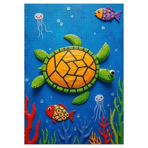 海のリラックスなカラフル生き物のパズル（ブリキ入り）、できるパズル、海を選んだテーマギフト、子供向けパズル、家族向けアクティビティ
