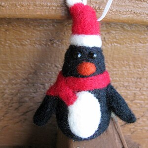 Penguin Christmas Ornament - Needle Felted Animal