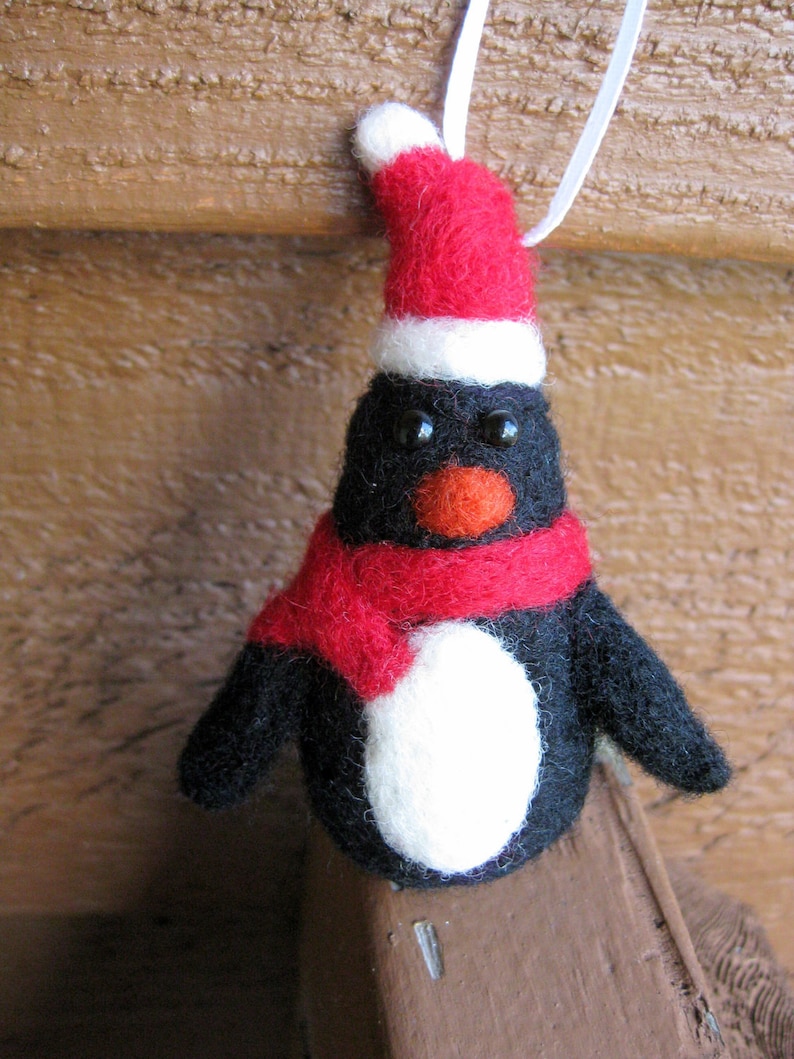 Penguin Christmas Ornament Needle Felted Animal Etsy