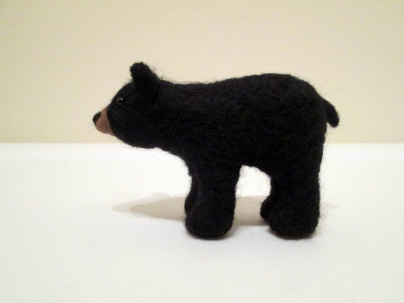 Felted Black Bear Animal Miniature Needle Felted Bear Etsy