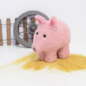 Felted Pig Miniature - Needle Felted Animal