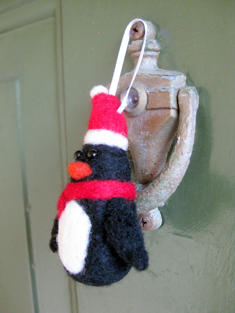 Penguin Christmas Ornament Needle Felted Animal Etsy