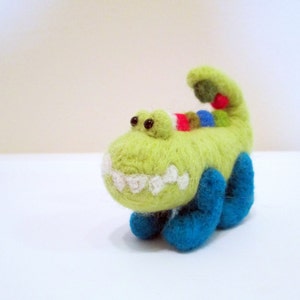 Felted Crocodile - Needle Felted Animal - Miniature Crocodile