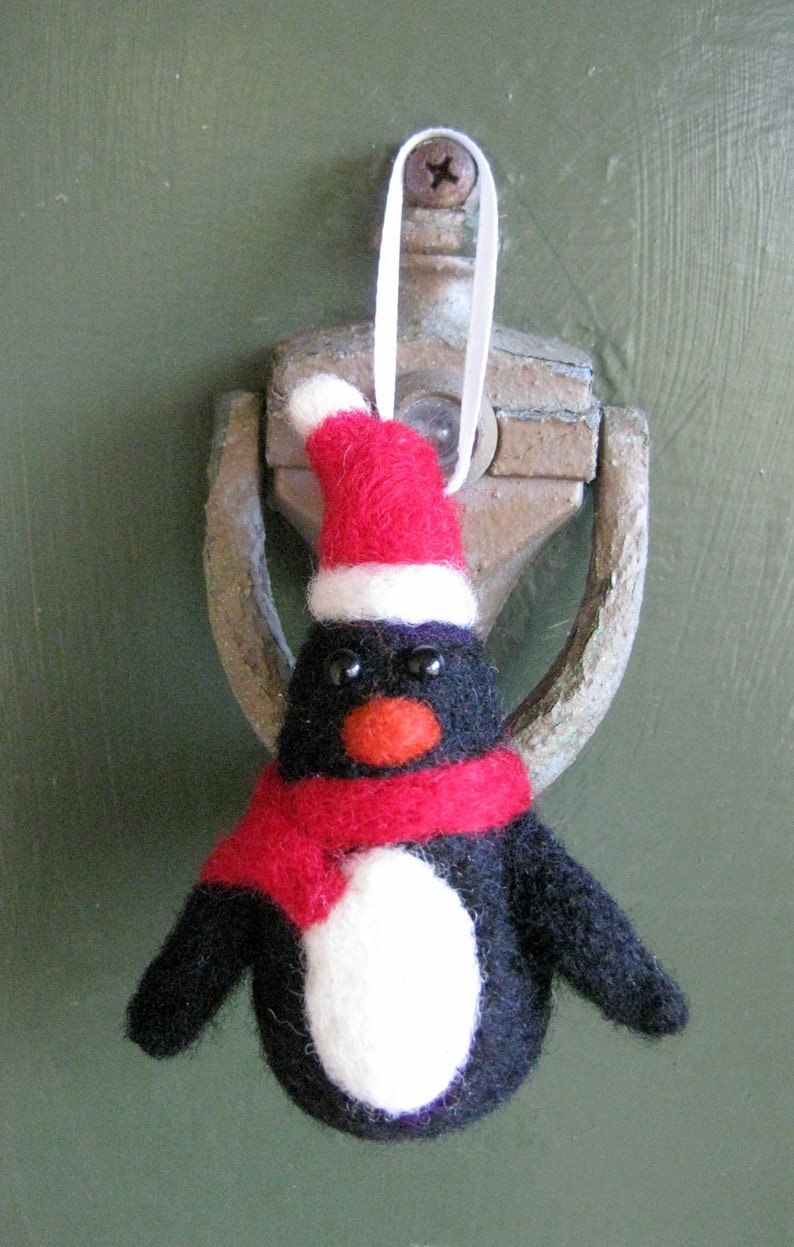 Penguin Christmas Ornament Needle Felted Animal Etsy