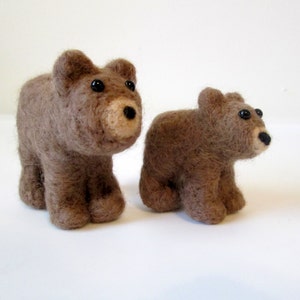 Felted Bear and Cub, Brown Bears, Needle Felted Grizzly Bears