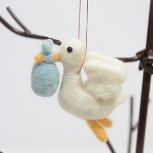 Stork with Baby Ornament - Christmas Ornament - Baby Announcement