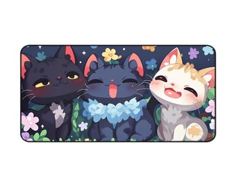 Cute Cat-Themed Desk Mat, Perfect for Home Office, Gamer Setup, Cat Lover Gift, Functional Mouse Pad, Cozy Workspace Decor