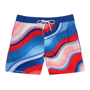 Retro Swirl Mens Swim Shorts: Ted Bear Surfer Style