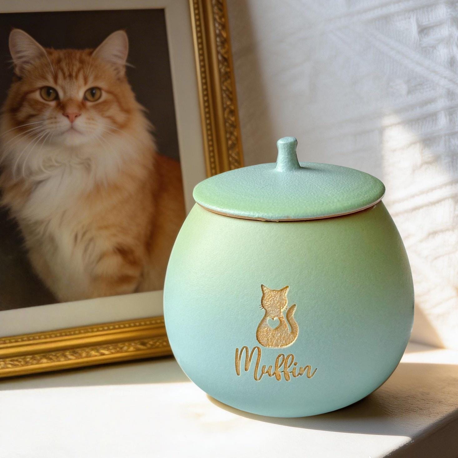 Green porcelain cat - Etsy 日本