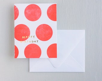 Letterpress Card- Dots: Happy Birthday