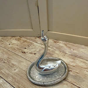 Vintage Silver Plated Swan Ring Holder