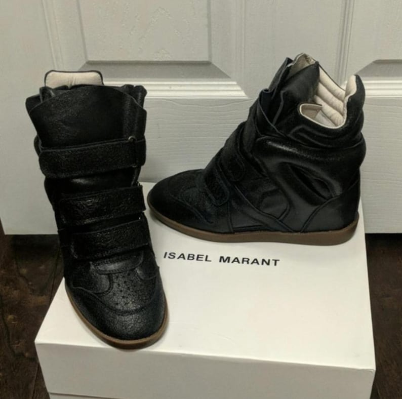 Authentic Isabel Marant Bekett Leather Wedge Sneakers Original