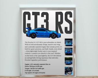 Porsche GT3 RS Art Print | Motorsport Wall Decor for Car Enthusiasts, Garage, or Office