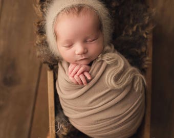 Fur newborn prop all natural hand felted washable "sheepskin" fleece blanket