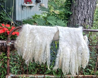 Reversible Hand made natural felted table mat table runner washable alpaca Mayday